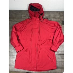 Vtg 90s Eddie Bauer Goretex Parka Ski Jacket Red Rain Coat‎ Hooded Retro Sz S